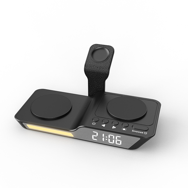 4 In 1 Multi Function Charger Wireless Charging Station With Alarm Clock Ambient Light Watch Charging Charger